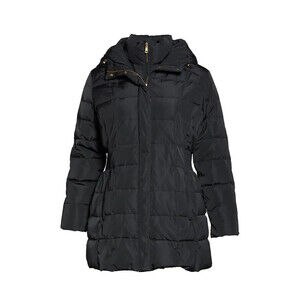 Cole Haan Signature Hooded Down & Feather Jacket Coat Solid Black L Large